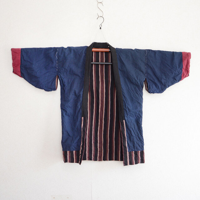 野良着 黒縞模様 古布 木綿 着物 リメイク素材 ハンドメイド ジャパン