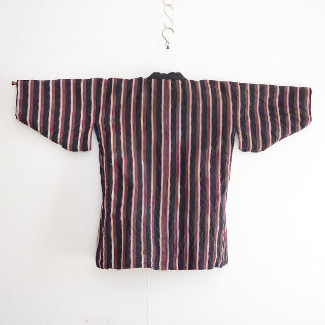 野良着 黒縞模様 古布 木綿 着物 リメイク素材 ハンドメイド ジャパン