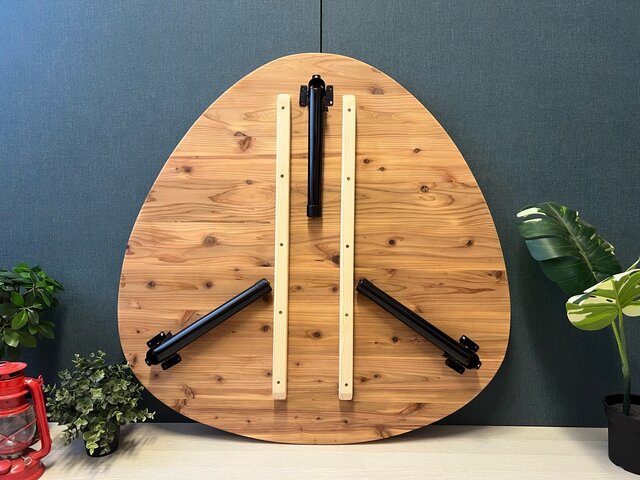 送料無料】 テーブル おにぎり 約90cm 杉 折り畳み アイアン脚