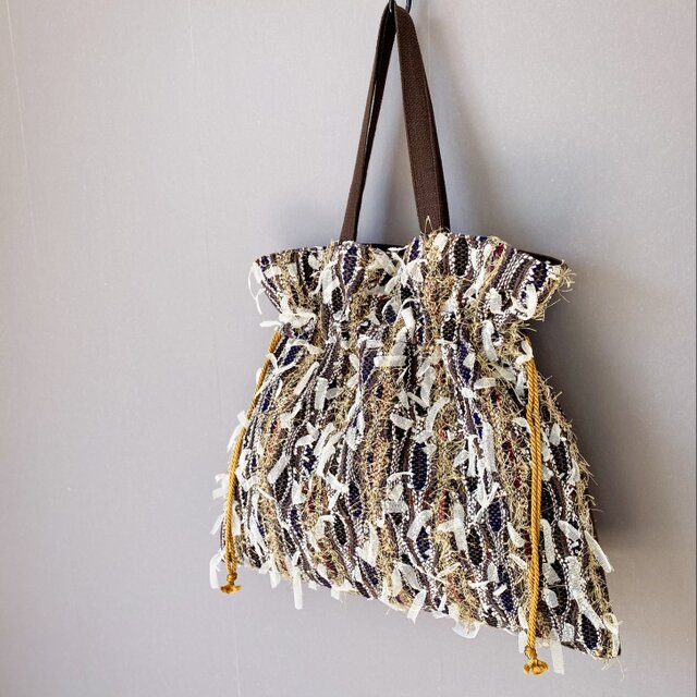 〈Hanakobushi〉大人カラー 手織り 巾着バッグ