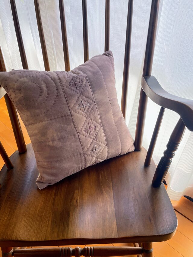 草木染(刺し子)クッションカバー