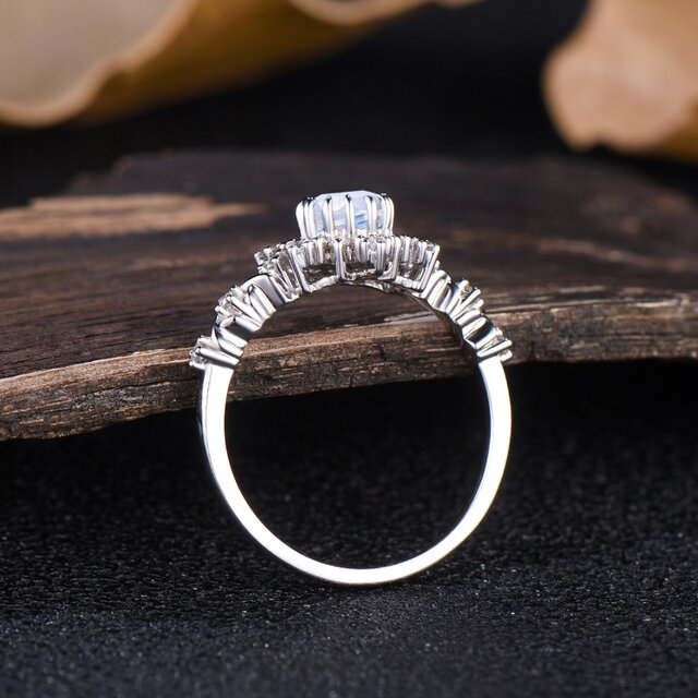 ナチュラル ブルー ムーンストーン 婚約指輪 スノードリフト