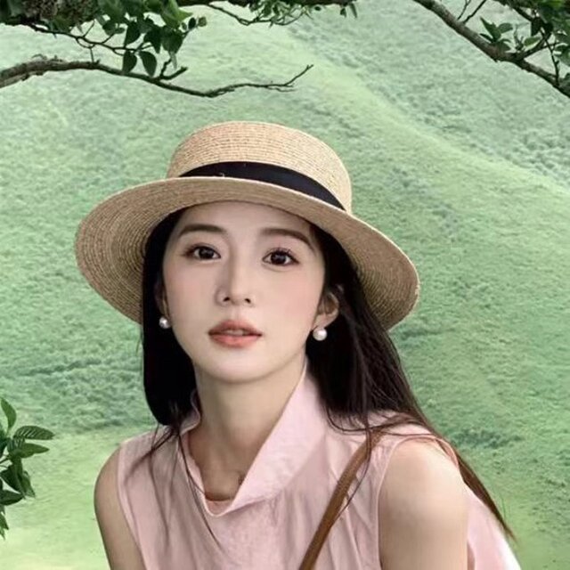 ラフィアハット、麦わら帽子 夏帽子 大人 ストローハット、ミディアム