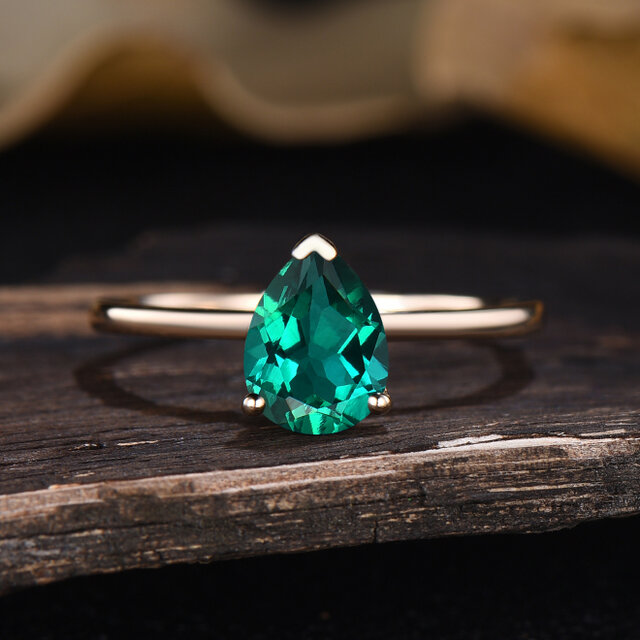 エメラルド リング グリーン ジェムストーン 5月の誕生石 ソリティア リング ブライダル 婚約 ジュエリー 母のギフト