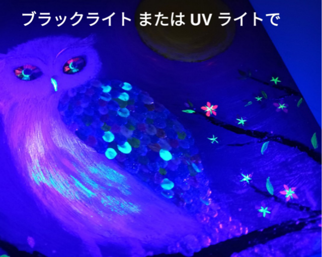 幸せ虹光アート◇奇跡の羽をもつ虹光梟と満月〜幸せを呼び願いを