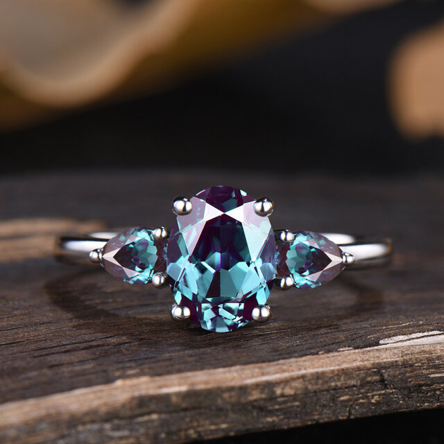 6月の誕生石 アレキサンドライト 婚約指輪 カラーチェンジストーン リング 誕生日 ジュエリー プロミス ギフト