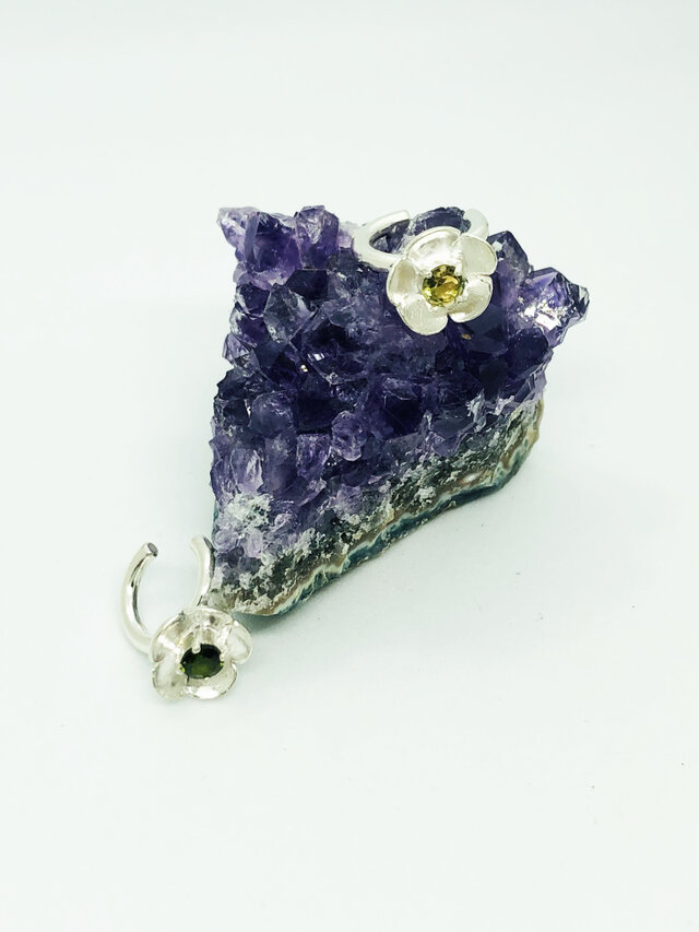 トルマリン　花イヤーカフ　925
