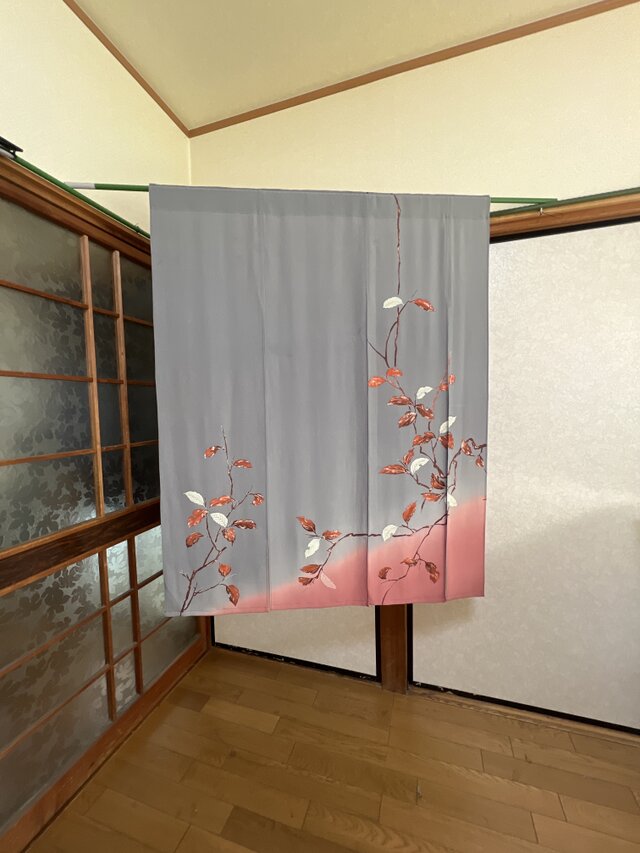 秋の風景、着物リメイク暖簾ーのれん横〜100—丈〜128! | iichi