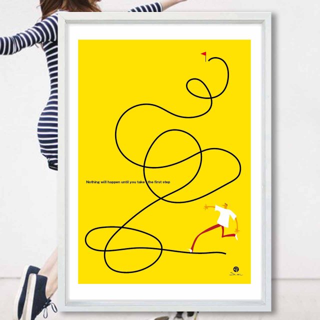 一歩踏み出そう　送料無料 　イラスト　たのしくなるお部屋　アート　ポスター　アートポスター　アート/sei検索　3447