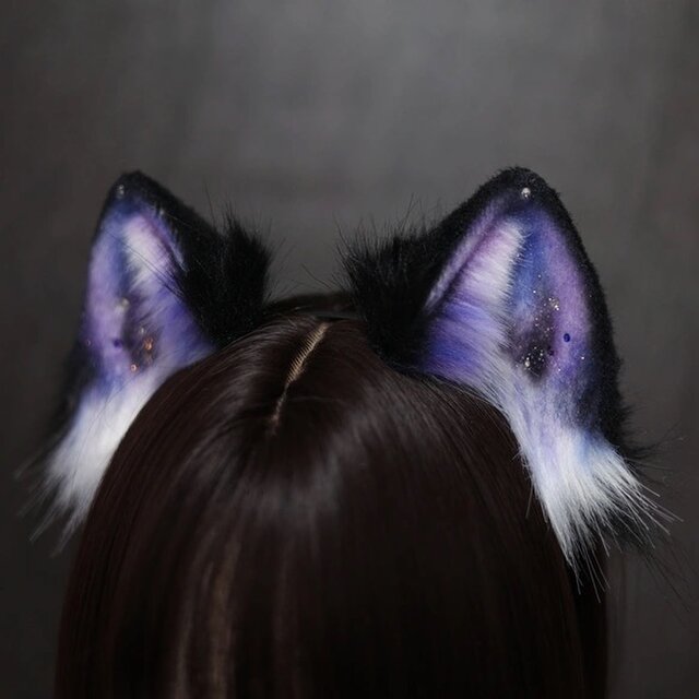【受注生産】短毛の猫の耳カチューシャ 手作りリアルな毛皮のような ヘアアクセサリー シミュレーション動物の耳 ロリータ