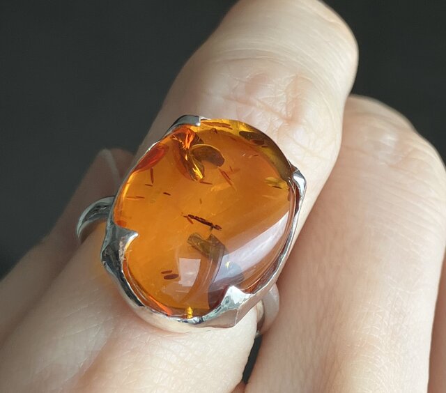 SILVER．925．琥珀、指輪(未使用)N o.カ、メ3. SILVER．925．琥珀、指輪(未使用)N o.カ、メ3.