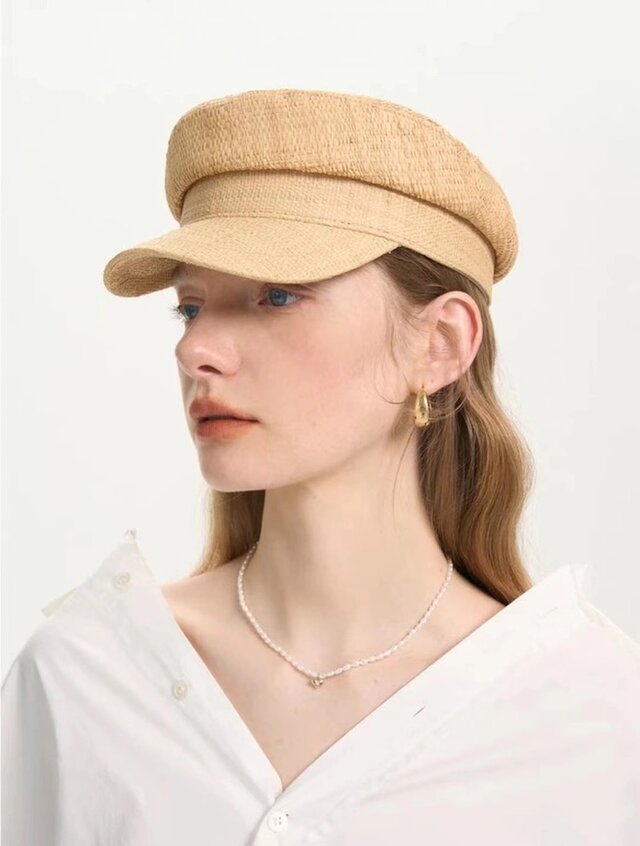 ラフィアハット、麦わら帽子 ハンドメイド 夏帽子 大人 ストローハット、クラシックハット 日よけ・UV対策 サイズ調節