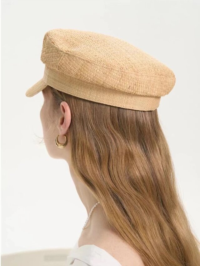ラフィアハット、麦わら帽子 ハンドメイド 夏帽子 大人 ストローハット