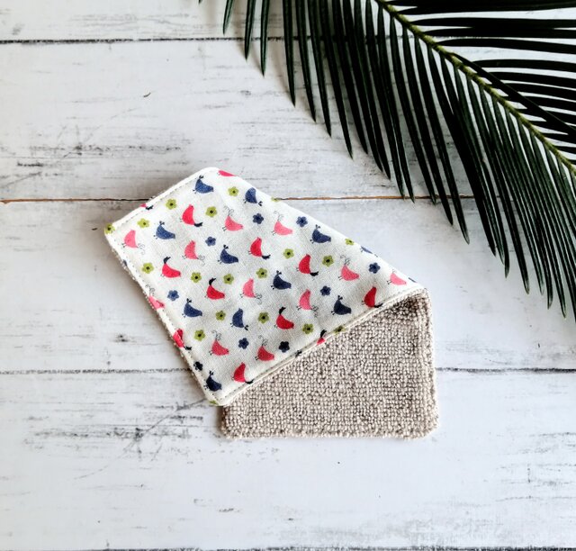 鳥 ハーフハンカチ ガーゼハンカチ タオルハンカチ ダブルガーゼ プチ