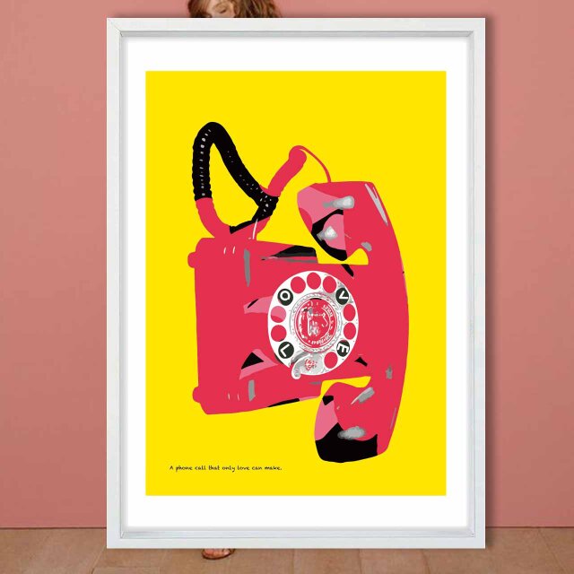 LOVEしかかけられない電話　送料無料 　イラスト　たのしくなるお部屋　ポスター　アートポスター　アート/sei検索　2228