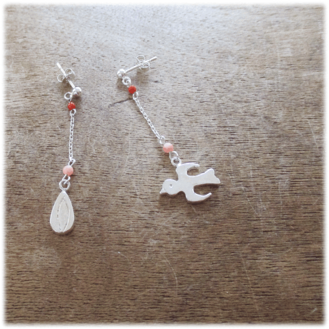 TORI＊ピアス（Silver925×コーラル）