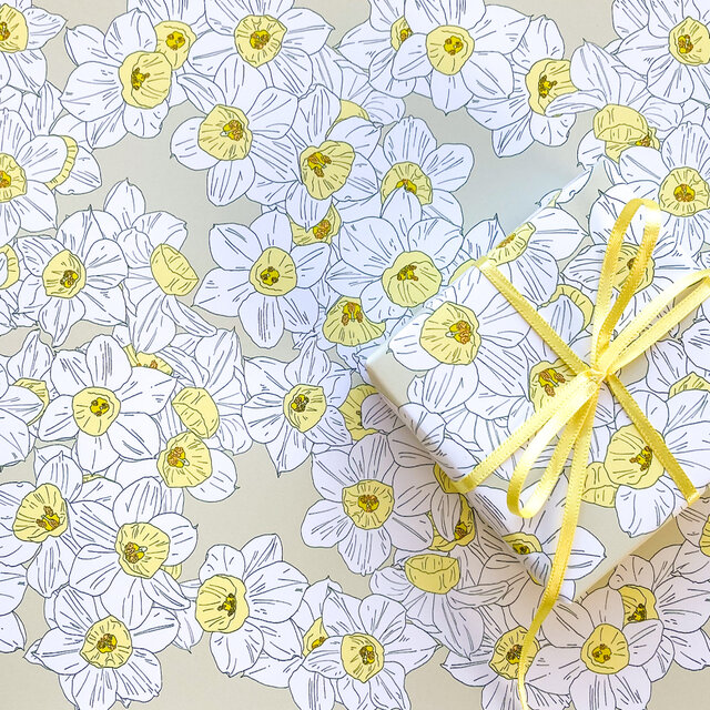 水仙　デザインペーパー　A4