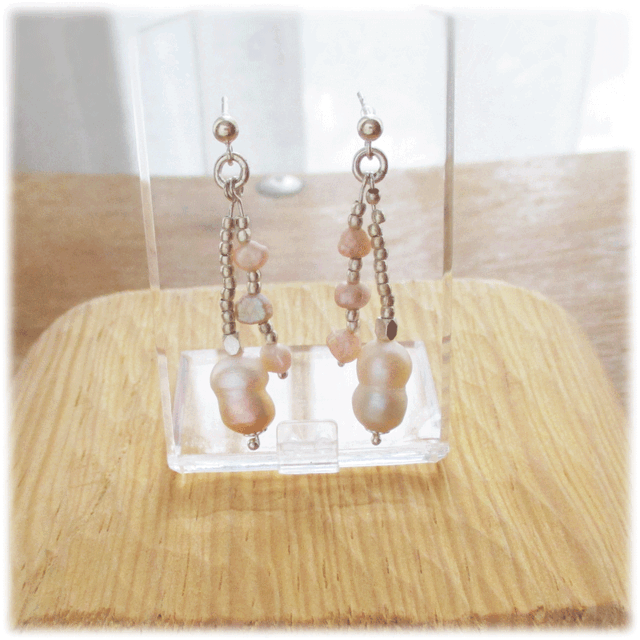 ゆらゆら＊ピアス（Silver925×ふたごパール）