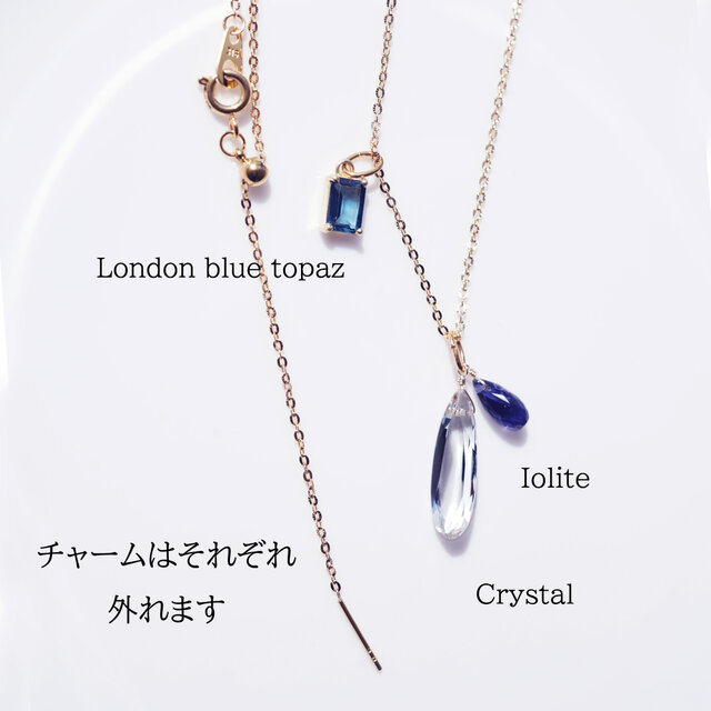 3WAY☆ブルートパーズと2種ジュエルによるネックレス・サージカル