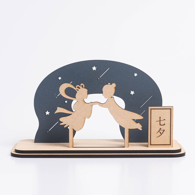 七夕飾り　織姫と彦星　天の川　竹と笹　置物　名札付き