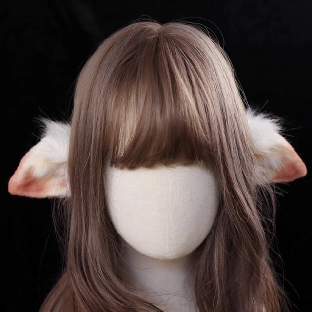 【受注生産】羊の耳カチューシャ 手作 リアルな毛皮のような ヘアアクセサリー シミュレーション 動物の耳 ロリータ