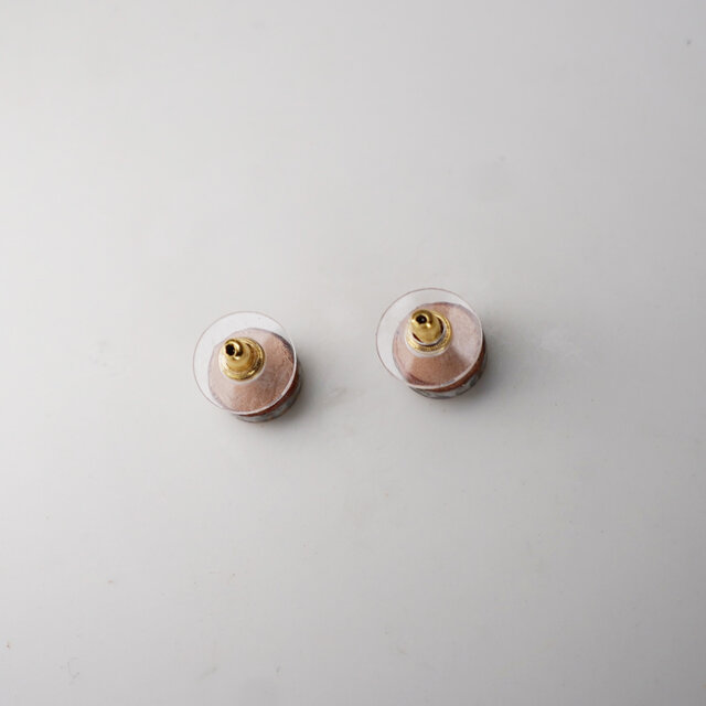 T-251 美濃焼 金絵付けのタイル 小丸 ピアス / イヤリング【 裏面