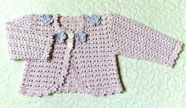 すみれのお花のレーシーボレロカーデ 70 すみれピンクの画像1枚目