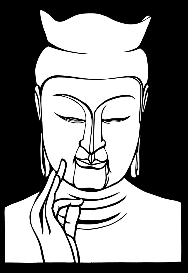 切り絵「弥勒菩薩・正面」