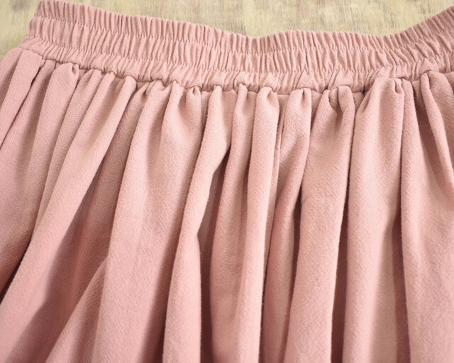 コットン素材大人のふんわりフレアスカート ピンク くすみピンク