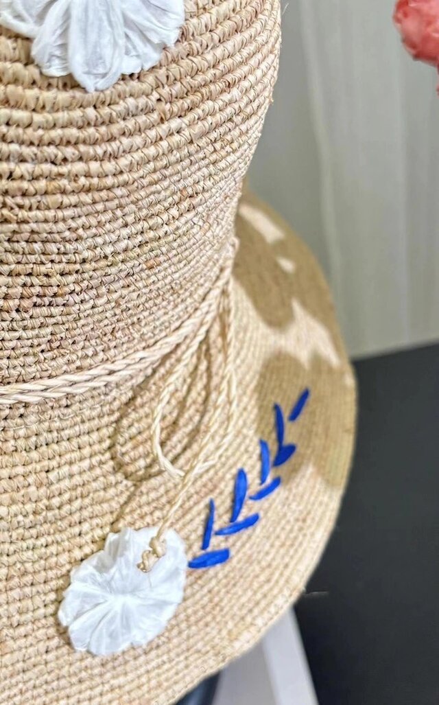 ラフィアハット、フレンチスタイルの帽子、麦わら帽子、夏用 