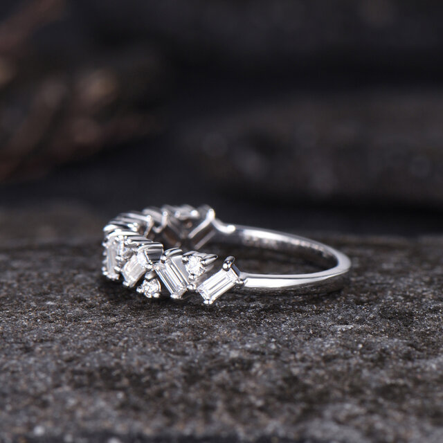 バゲットカット モアッサナイト 結婚指輪 925スターリングシルバー