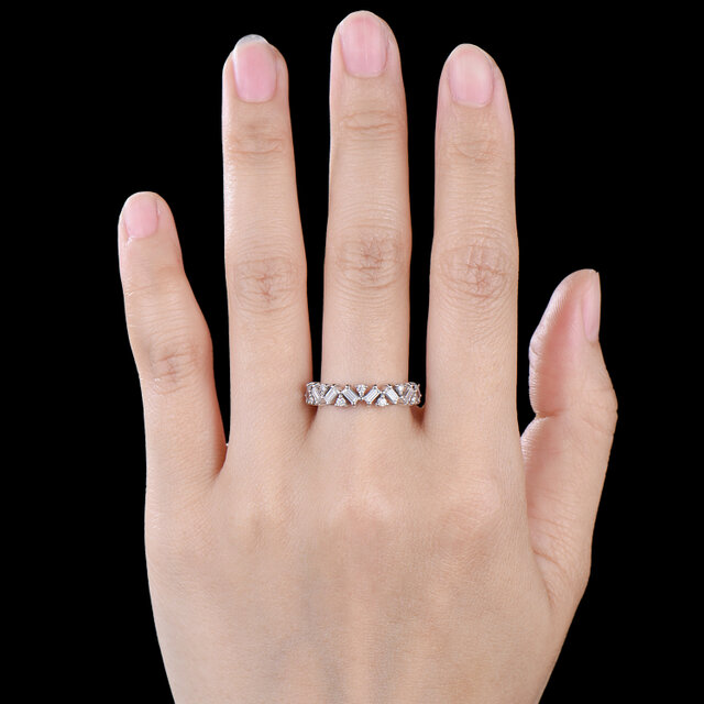 バゲットカット モアッサナイト 結婚指輪 925スターリングシルバー