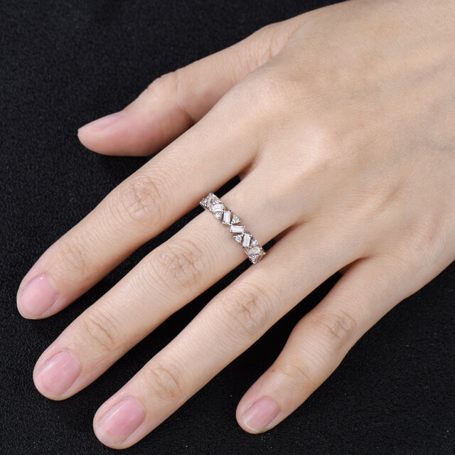 2506 最高級 モアサナイト リング ワイド キルティング シルバー