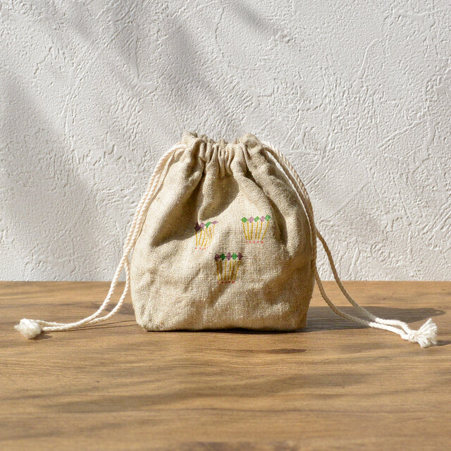 小さめ ミニ巾着 ポーチ　bou