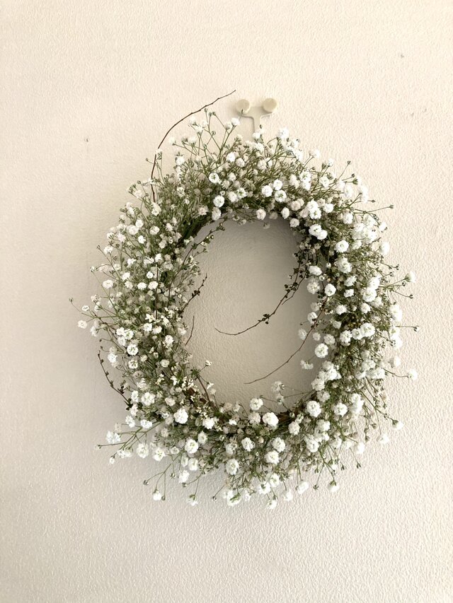 春のリース  ~かすみ草と雪柳