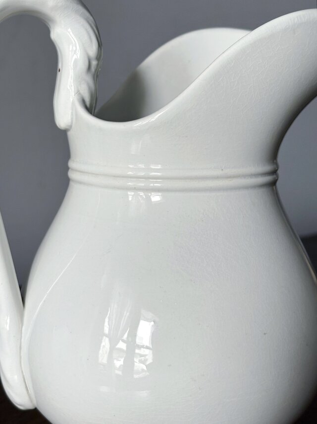 ペクソンヌ フランスアンティーク ピシェ 水差し 花瓶 白 Pexonne 白ピシェ h19.5cm フランス アンティーク 0502144