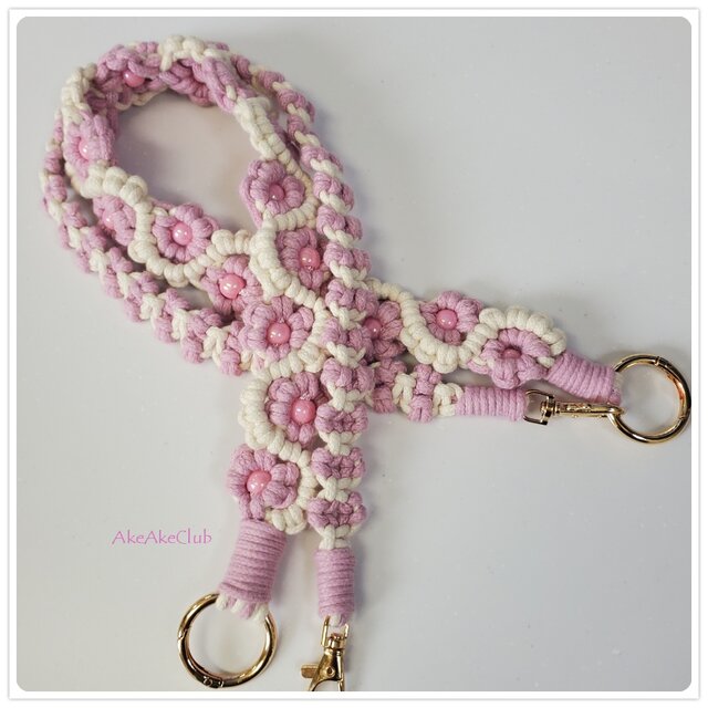 スマホショルダー＊さくら雲＊マクラメ