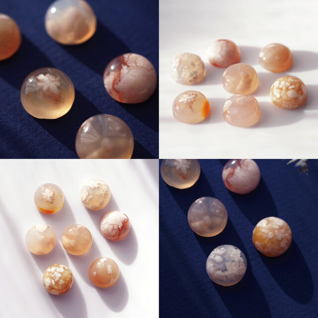 桜瑪瑙（さくらめのう）の一粒ピアス☆イヤリング可 ～Cherry