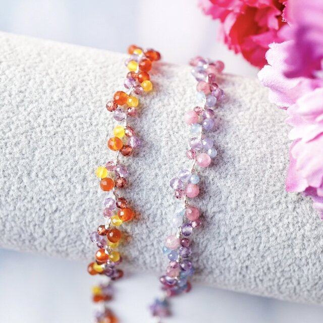 【選べるお花】カーネーション アジサイ 紫陽花 ブレスレット 天然石 誕生石 silver925 母の日 春 プレゼント
