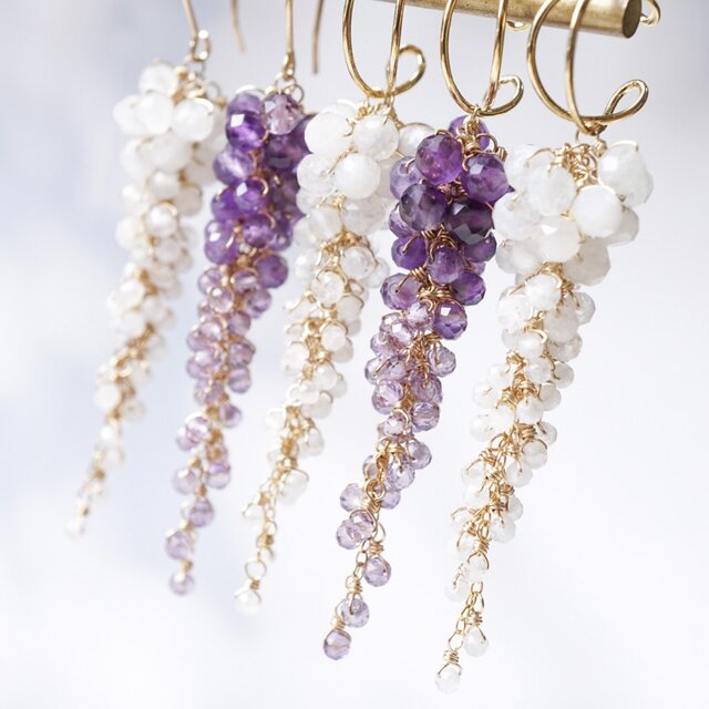 選べる天然石】藤の花 アメジスト ムーンストーン 天然石 2月 6月