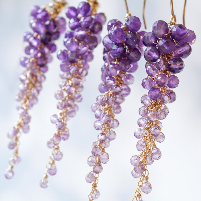 選べる天然石】藤の花 アメジスト ムーンストーン 天然石 2月 6月