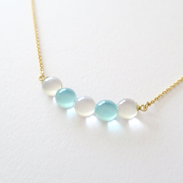 清涼＊夏色＊14KGF ガラスネックレス