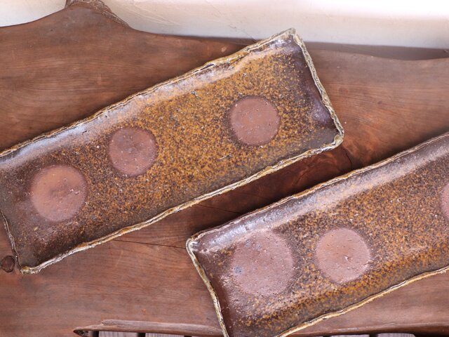 キレイな　長方皿　大　備前焼 森本良信 備前長方皿 魚料理皿 穴窯焼成焼締め和皿 備前焼陶皿