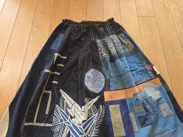 着物リメイク 手作り 襤褸、筒描き、半纏、型染め パッチワーク
