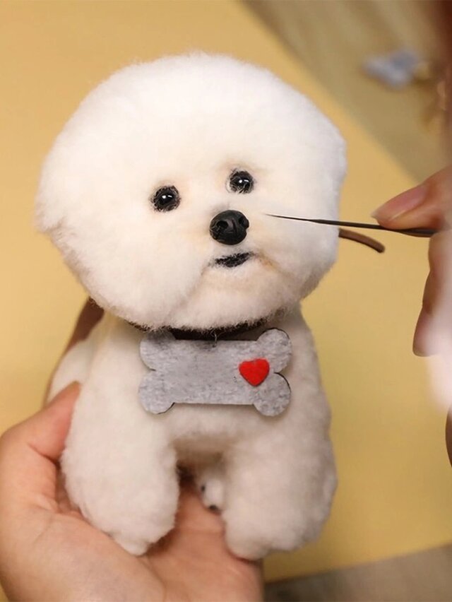 ビションフリーゼ ＊親子＊毛糸 羊毛フェルト 犬 ぬいぐるみ