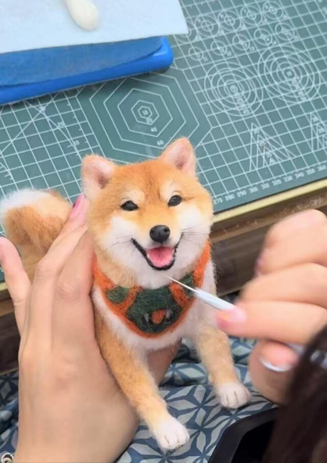 受注作製】羊毛フェルト、うちの子、犬ぬいぐるみ、フェルト犬