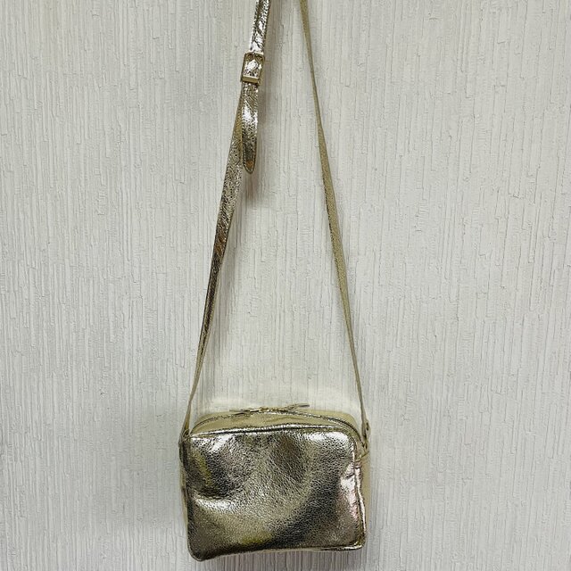 キラキラプラチナゴールドレザーショルダーバッグ・mサイズ | iichi