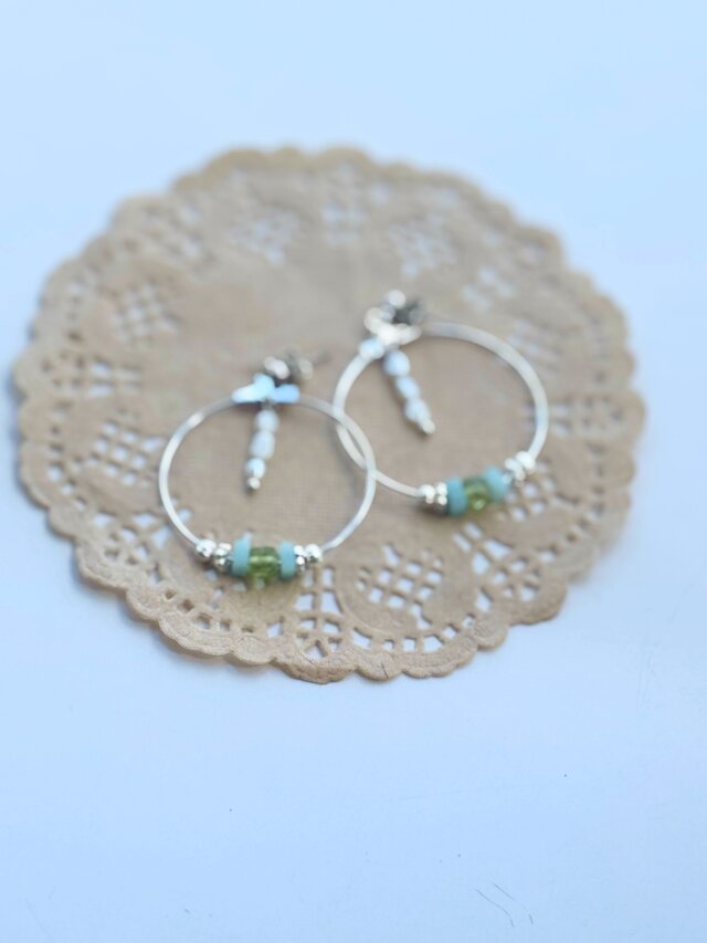 Peridot＊Amazonite フープピアス
