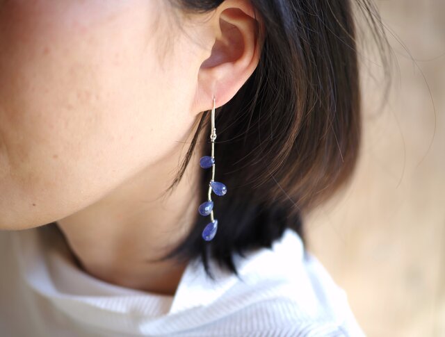 のんたん14kgfNaturalTurquoiseCarvingピアス Tanzaku