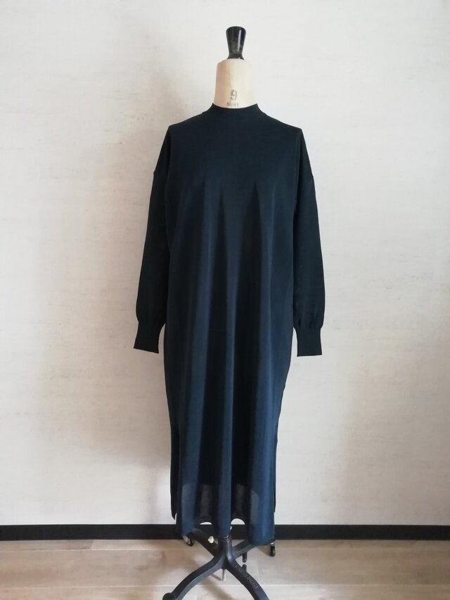 【新作】和紙ならではのさらりとした素材感♡ロング丈ワンピース　ダークネイビー